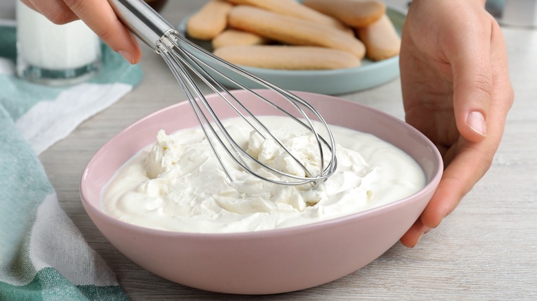 whisking mascarpone whipped cream