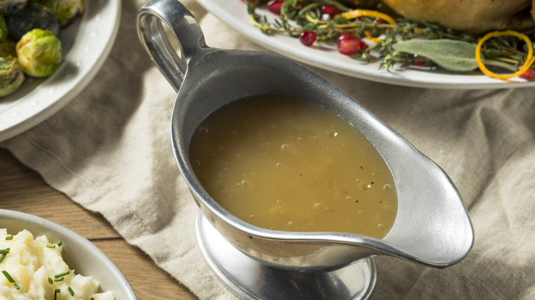 gravy boat on table