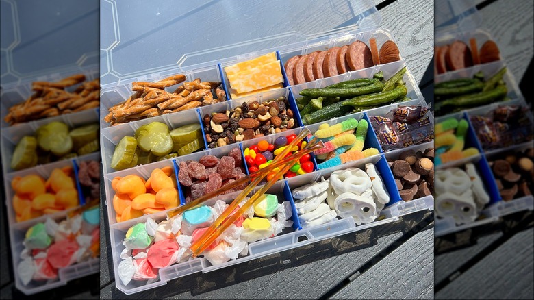 Tackle box full of snacks