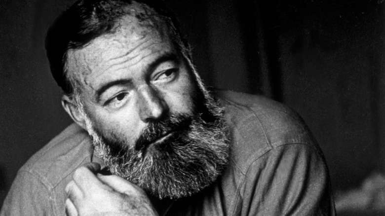 Ernest Hemingway staring off-camera