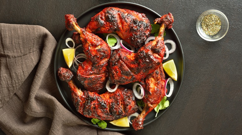 Plate of tandoori chicken