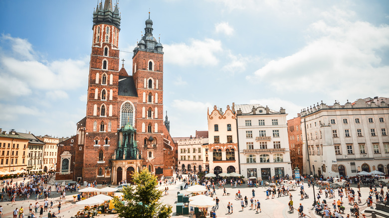 View of St. Mary's Basilica in centrak Kraków