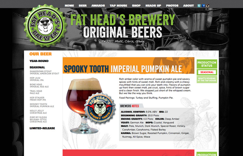 Spooky Tooth Imperial Pumpkin Ale, Fat Head's Brewery