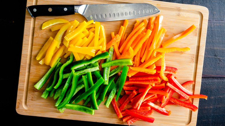 piles of pepper slices