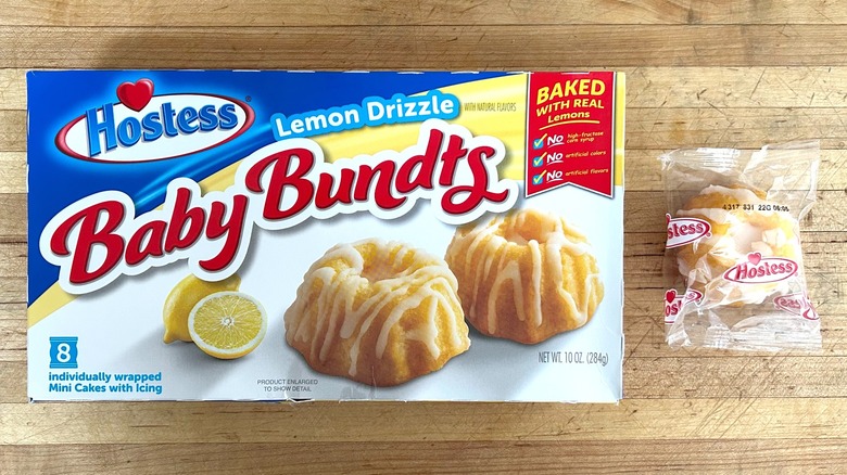 Box and package of Lemon Drizzle Baby Bundts