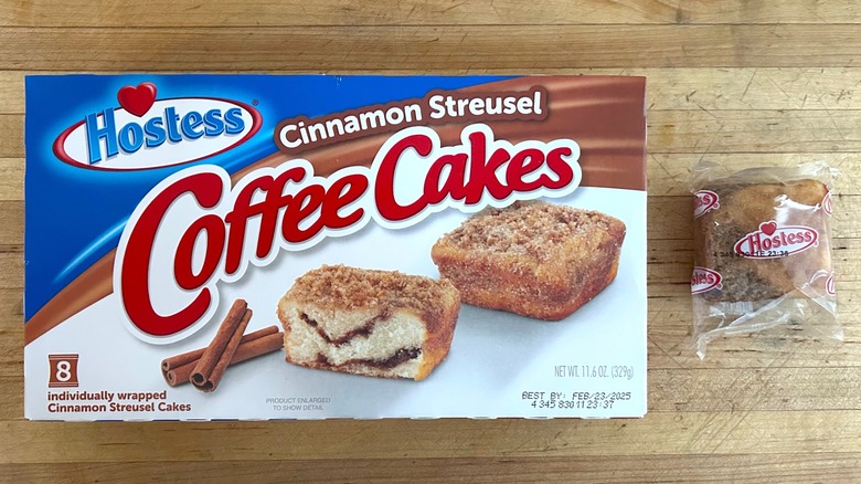 Box and package of Cinnamon Streusel Coffee Cakes