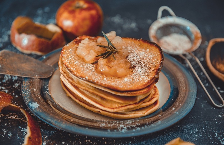 Apple Cinnamon Pancakes With Warmed Cider Sauce