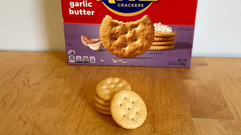 Stack of garlic butter crackers