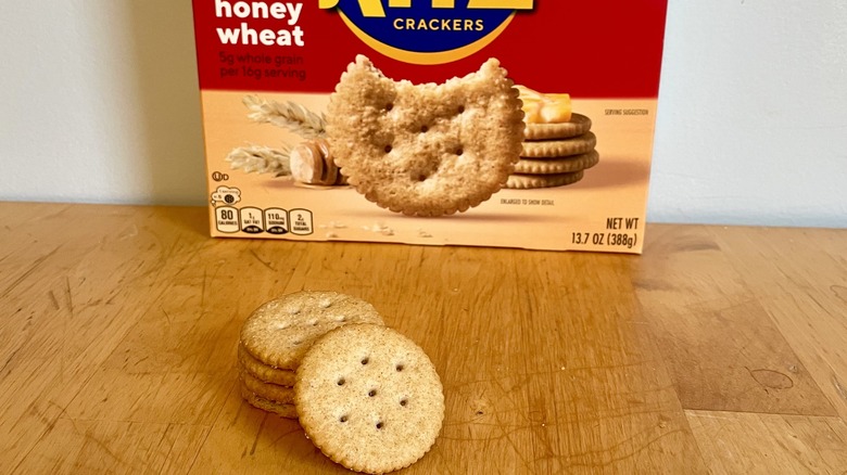 Stack of honey wheat crackers