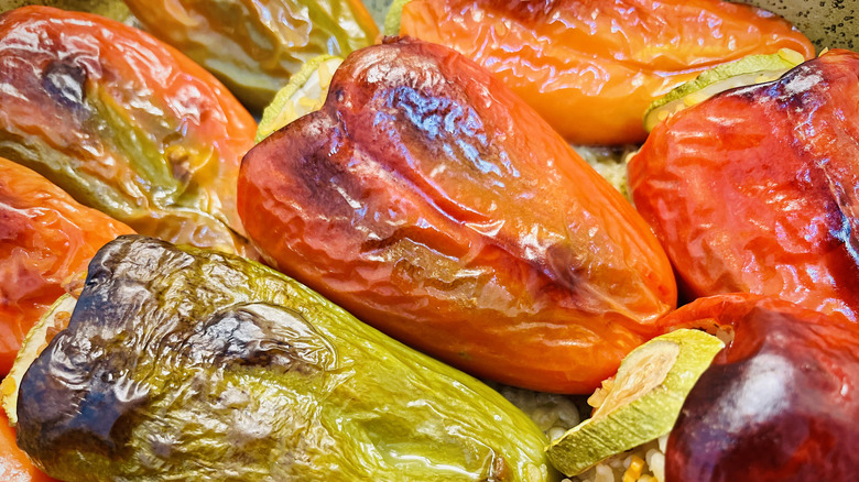 Colorful roasted peppers