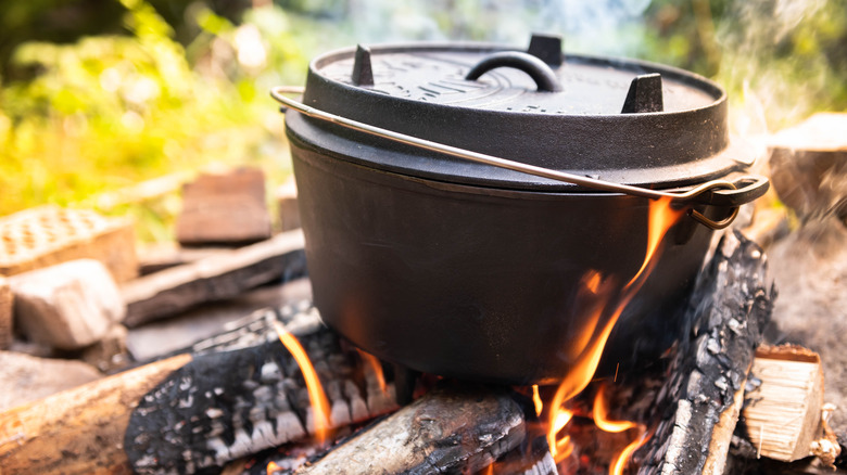 dutch oven on campfire