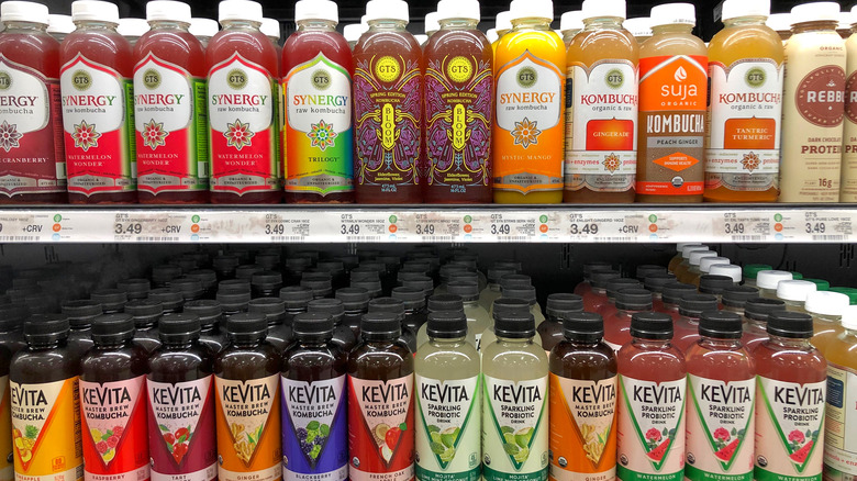 Kombucha on grocery store shelves