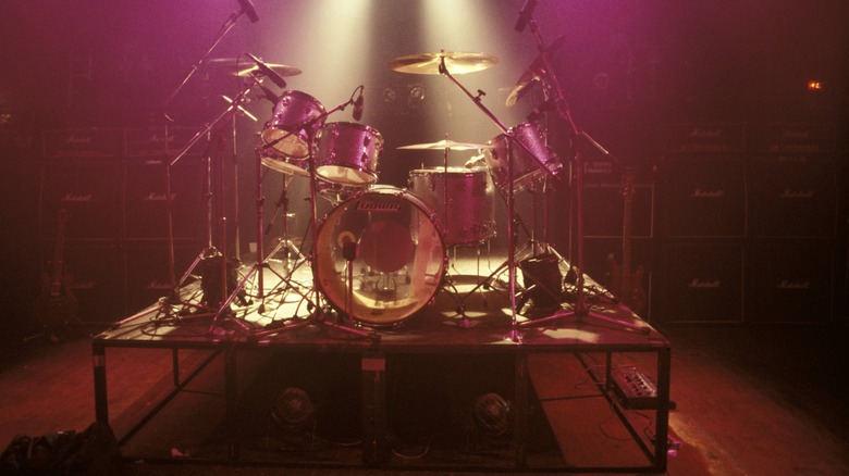 Drum set on stage