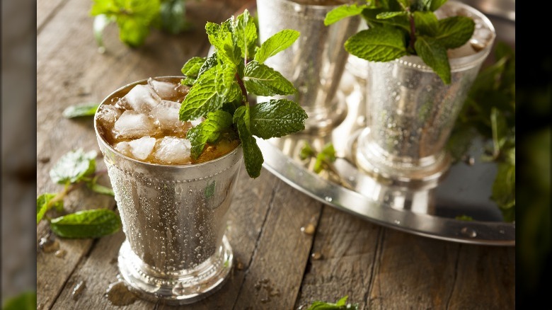 Mint Julep in metal cups