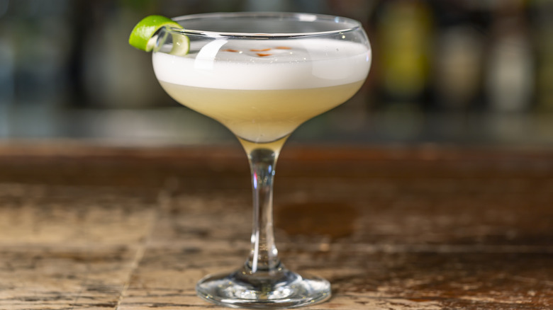 Pisco Sour with lime twist