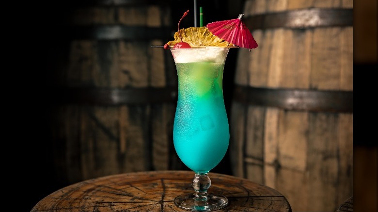 Tropical drink in a hurricane glass