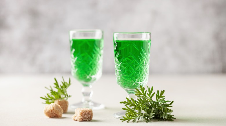 Absinthe in two small glasses