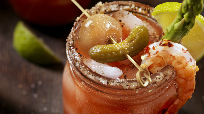 Bloody Mary with garnishes