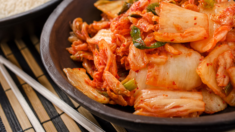 bowl of napa cabbage kimchi