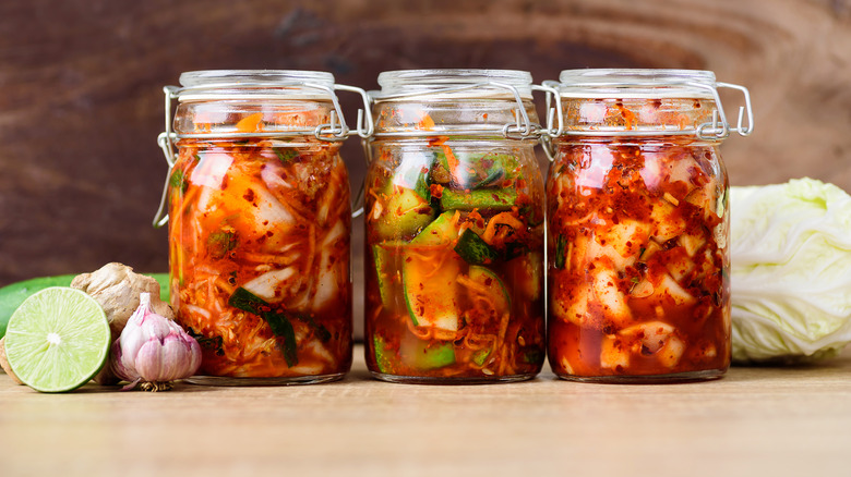 three jars of kimchi