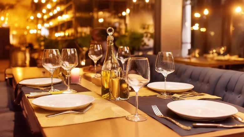 restaurant table with warm lighting