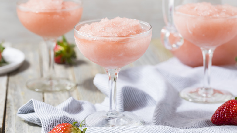 Glasses of frozen rosé