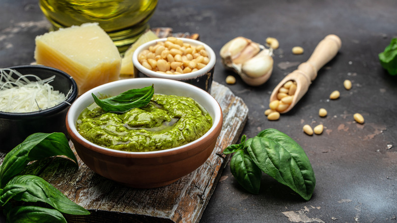 Pesto with ingredients