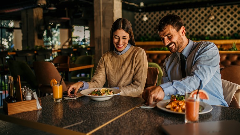 couple dines together at restaurant