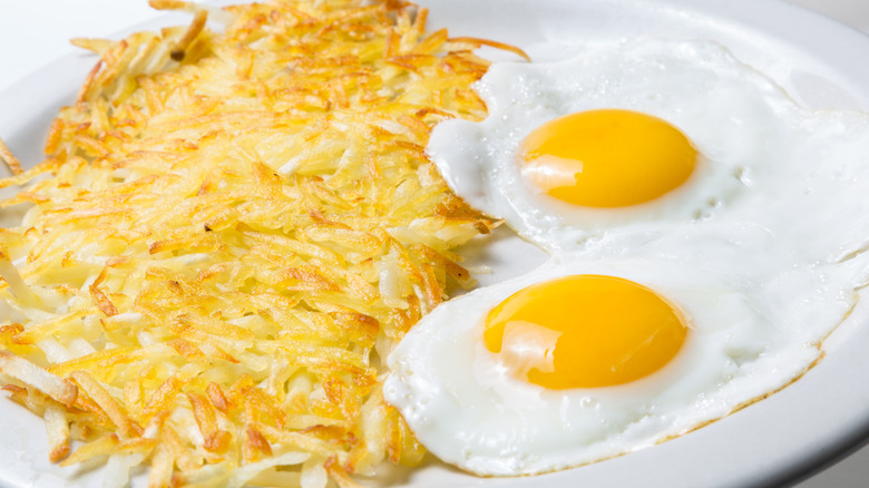 hash browns served with eggs