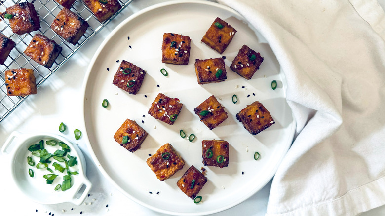 crispy baked tofu on plate