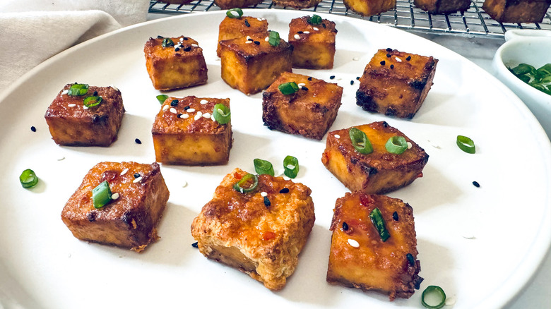 crispy baked tofu on plate