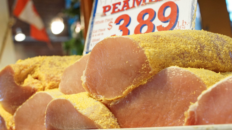 Stack of peameal bacon