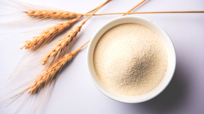 Bowl of semolina flour