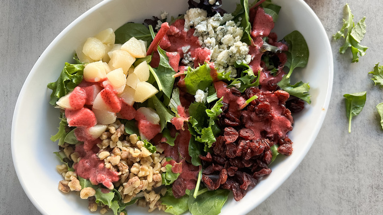 fall favorites salad before tossing