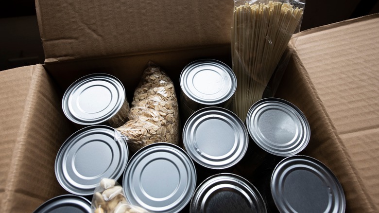 canned beans in a box