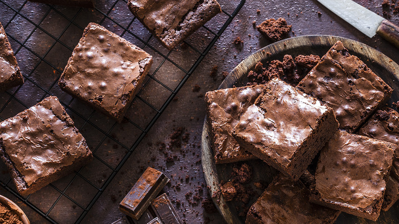 brownies on an oven rack