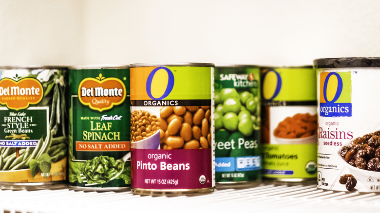 cans of beans on shelf