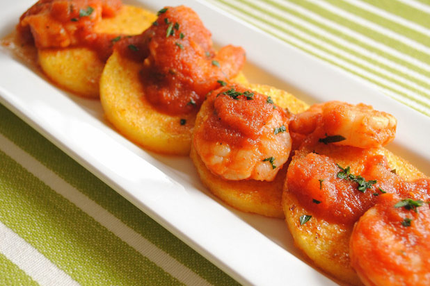 Griddled Polenta Cakes and Spicy Chipotle Shrimp