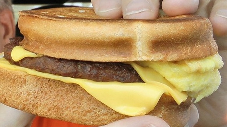 sausage egg and cheese breakfast sandwich