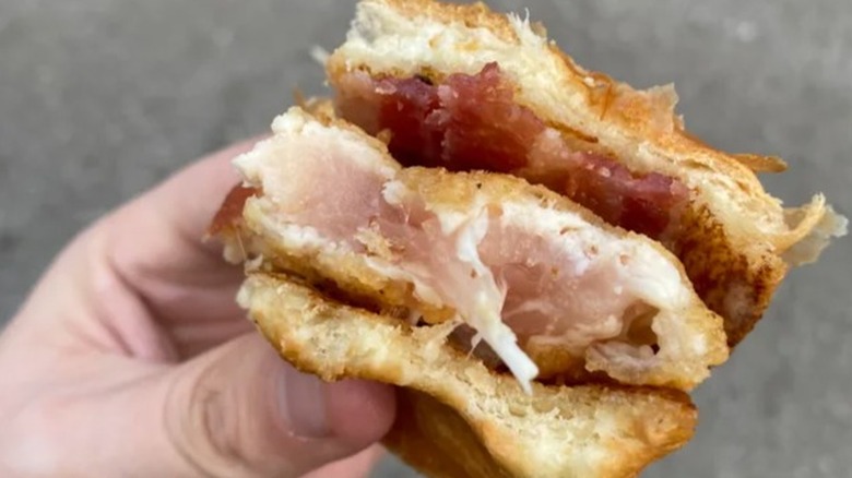 Raw chicken in breakfast sandwich