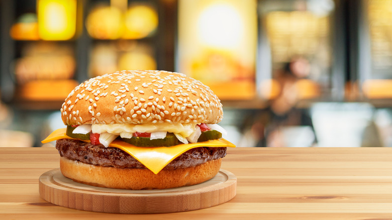 Burger King burger on table