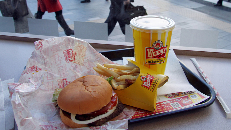 A Wendy's meal on tray