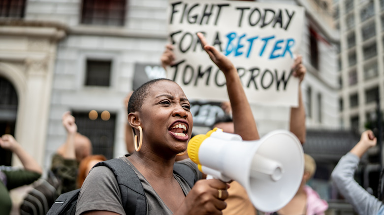 woman protesting