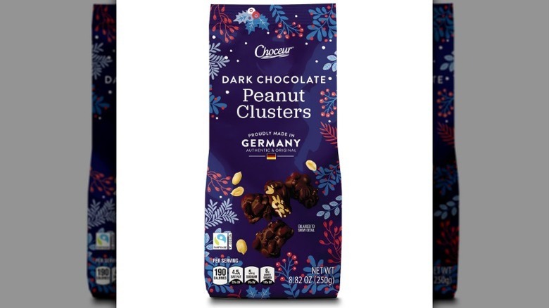 Bag of dark chocolate peanut clusters