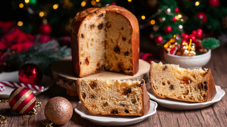 Christmas panettone in a festive setting