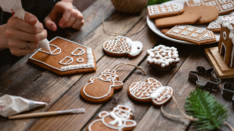 decorating cookies for Christmas