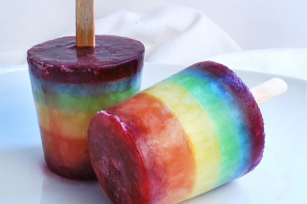 Rainbow Striped Popsicles