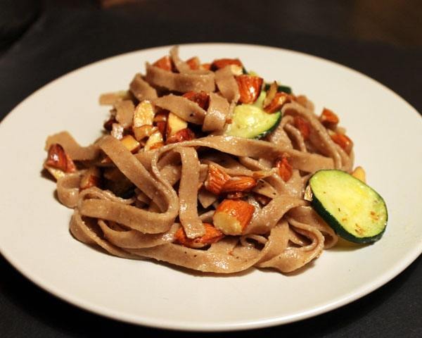 Fettuccine with Toasted Almonds, Zucchini and Lemon