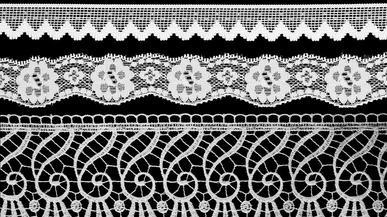 Doily patterns on black background