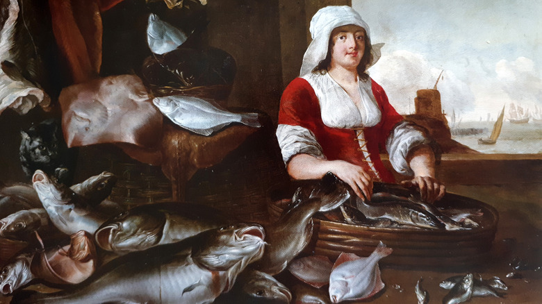 17th-century fish still life of a fish seller